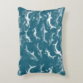 Onderdruk Blauw Shark Patroon Accent Kussen (Voorkant(Verticaal))