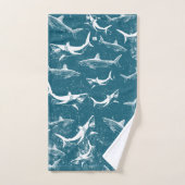 Onderdruk Blauw Shark Patroon Bad Handdoek (Handdoek)