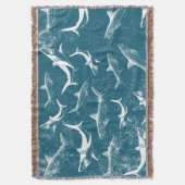 Onderdruk Blauw Shark Patroon Deken (Voorkant Verticaal)