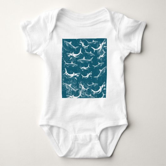 Onderdruk Blauw Shark Patroon Romper (Voorkant)