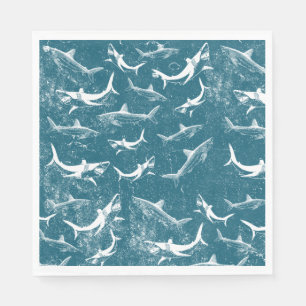 Onderdruk Blauw Shark Patroon Servet