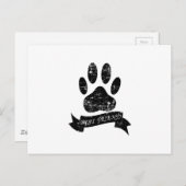 Onderdruk-dog-poot met lint briefkaart (Voorkant / Achterkant)