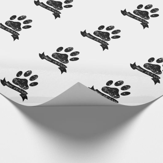 Onderdruk-dog-poot met lint cadeaupapier (Hoek)