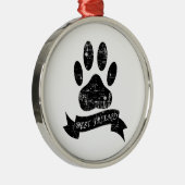 Onderdruk-dog-poot met lint metalen ornament (Rechts)