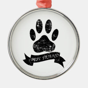 Onderdruk-dog-poot met lint metalen ornament