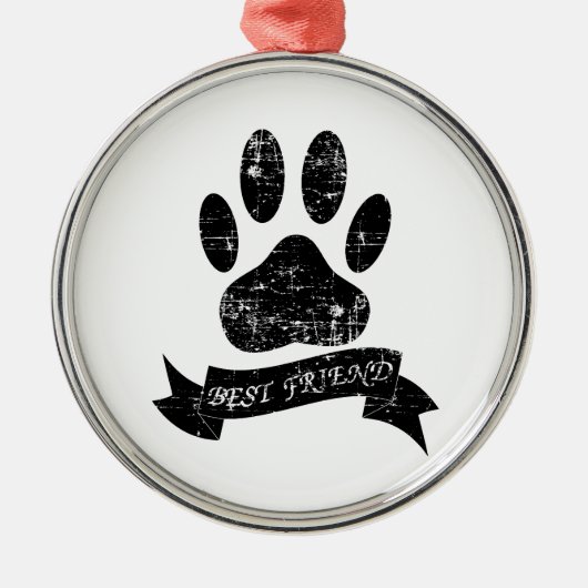 Onderdruk-dog-poot met lint metalen ornament (Voorkant)