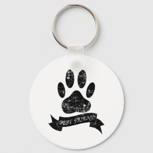 Onderdruk-dog-poot met lint sleutelhanger