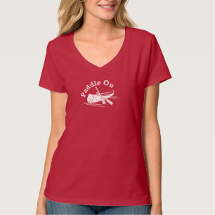 Onderdruk peddel op design - vrouwelijke basis V-n T-shirt