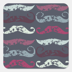 Onderdruk Retro Mustache Afdrukken Vierkante Sticker