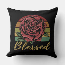 Onderdruk Retro Sunset Red Rose Blessed