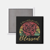 Onderdruk Retro Sunset Red Rose Blessed Magneet (Voorkant / Achterkant)
