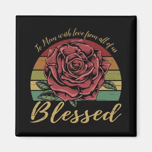 Onderdruk Retro Sunset Red Rose Blessed Magneet (Voorkant)