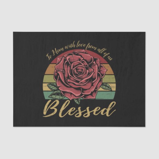 Onderdruk Retro Sunset Red Rose Blessed Tissuepapier (Voorkant)