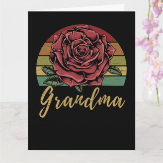 Onderdruk Retro Sunset Red Rose Grandma Kaart