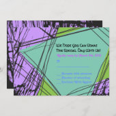 Onderdruk Stars Bar Bat Mitzvah Uitnodigingsantwoo Kaart (Voorkant / Achterkant)