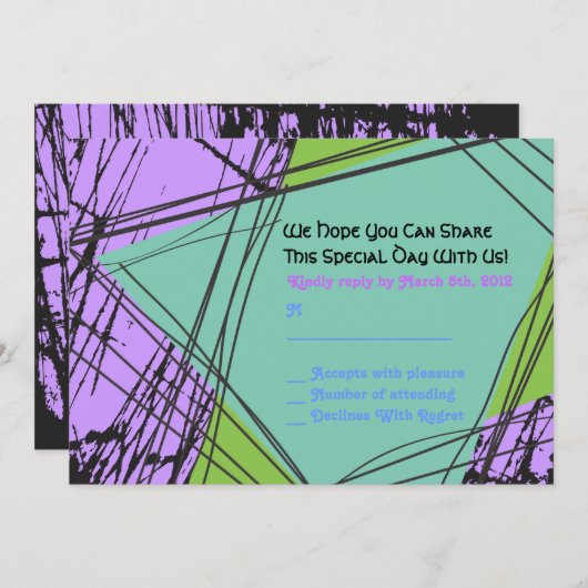 Onderdruk Stars Bar Bat Mitzvah Uitnodigingsantwoo Kaart (Voorkant / Achterkant)