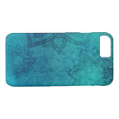 Onderdruk Turquoise Mandala iPhone Hoesje (Achterkant (Horizontaal))