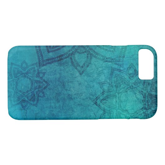 Onderdruk Turquoise Mandala iPhone Hoesje (Achterkant (Horizontaal))