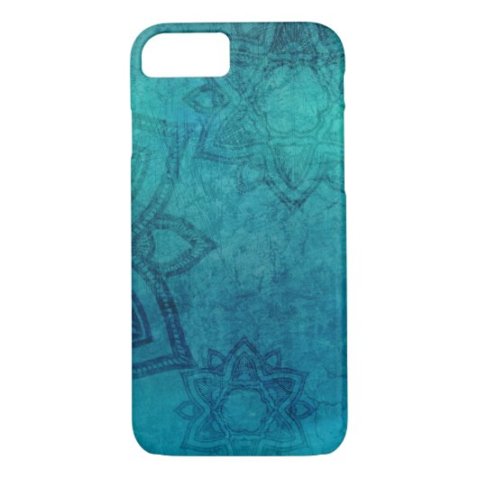 Onderdruk Turquoise Mandala iPhone Hoesje (Achterkant)