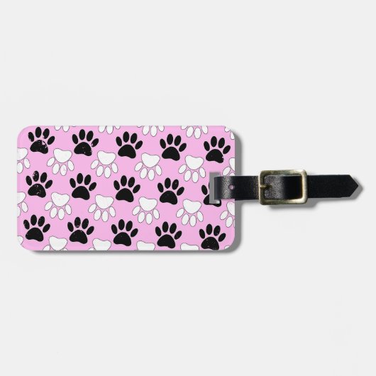 Onderdruk zwart en wit peuters op roze achtergrond bagagelabel (Voorkant horizontaal)