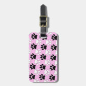 Onderdruk zwart en wit peuters op roze achtergrond bagagelabel (Voorkant verticaal)