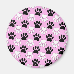 Onderdruk zwart en wit peuters op roze achtergrond magneet