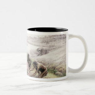 Onderdrukking van een kamp bezet door Homo habilis Tweekleurige Koffiemok