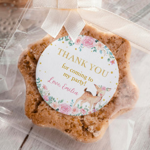 Onderful Deer Roze Bloemen Verjaardag Ronde Sticker