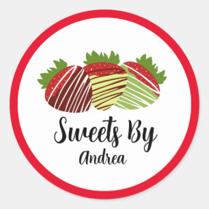 Ondergedompelde chocolade Aardbeien Sweets Shop Ronde Sticker