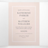 Ondergewaardeerde elegantie Blush Pink All-in-One Drieluik Uitnodiging (Binnenkant midden)