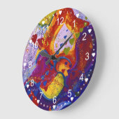 Ondergrond - Crimson & Iris Hearts Abstract Grote Klok (Hoek)