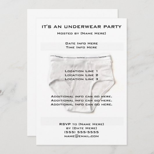 Onderkleding Partij nodigt uit Kaart (Voorkant / Achterkant)