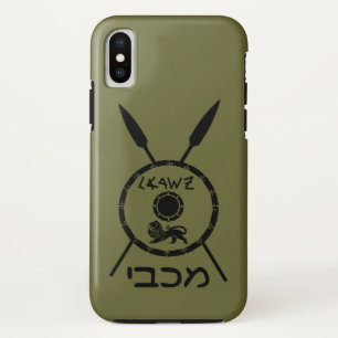 Ondermaats Maccabee-schild en luidsprekers iPhone XS Hoesje