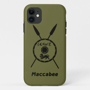 Ondermaats Maccabee-schild en luidsprekers iPhone 11 Hoesje