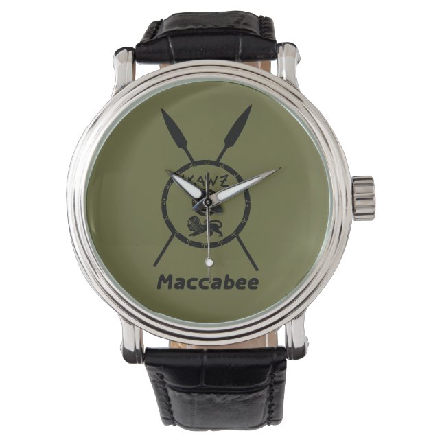 Ondermaats Maccabee-schild en luidsprekers Horloge (Voorkant)