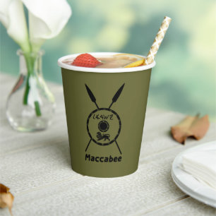 Ondermaats Maccabee-schild en luidsprekers Papieren Bekers