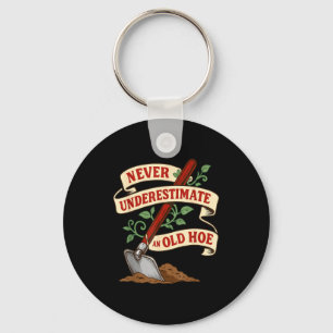 Onderschat geen oude tuinman tuinieren vintage sleutelhanger
