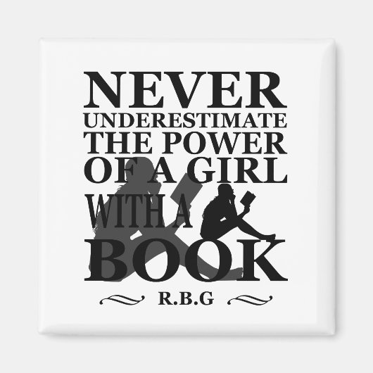 Onderschat nooit de kracht van een meisje met boek magneet (Voorkant)