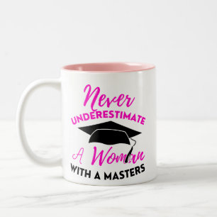 Onderschat nooit de kracht van een vrouw met een m tweekleurige koffiemok