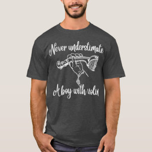 Onderschat nooit een jongen met een viool grappig t-shirt