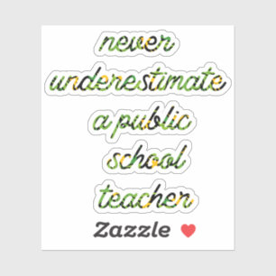 Onderschat nooit een leraar op een openbare school sticker