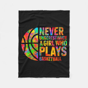 Onderschat Nooit Een Meisje Dat Basketbal Speelt W Fleece Deken