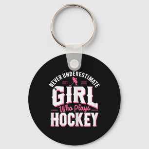 Onderschat nooit een meisje dat ijshockey speelt sleutelhanger