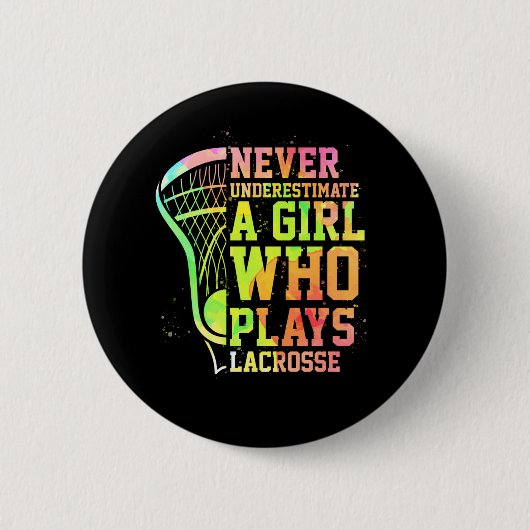 Onderschat nooit een meisje dat lacrosse spaart ronde button 5,7 cm (Voorkant)
