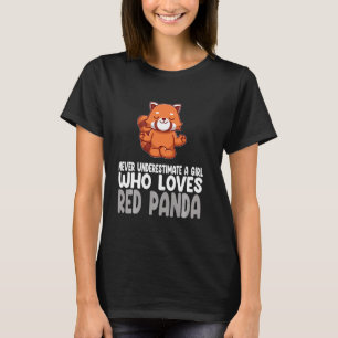 Onderschat nooit een meisje dat van rode panda ani t-shirt