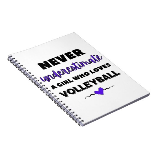 Onderschat nooit een meisje dat van volleybal houd notitieboek (Rechterzijde)