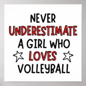 Onderschat nooit een meisje dat van volleybal houd poster (Voorkant)