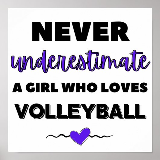 Onderschat nooit een meisje dat van volleybal houd poster (Voorkant)