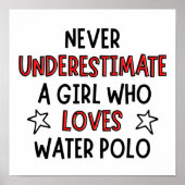 Onderschat nooit een meisje dat van waterpolo houd poster (Voorkant)