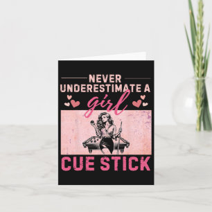 Onderschat nooit een meisje met een cue stick grap kaart